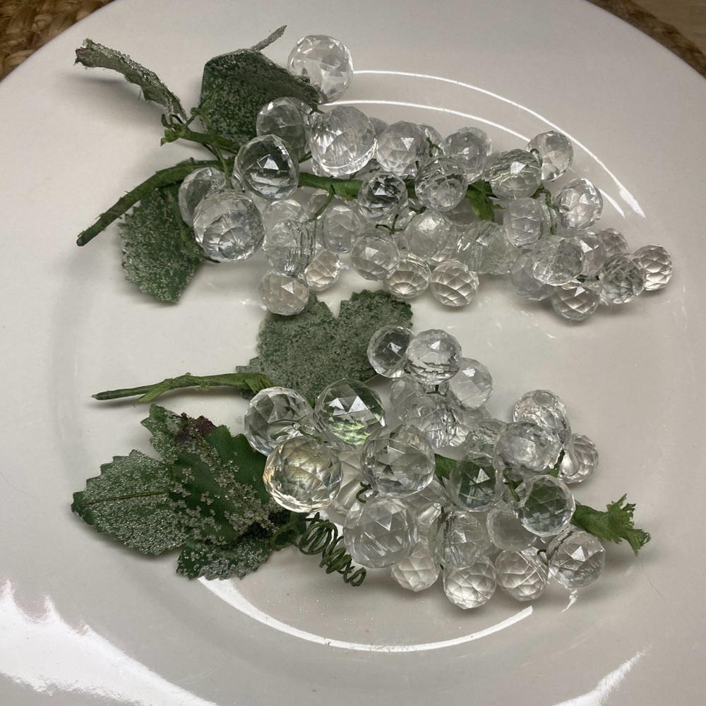 Vintage MCM Grape Cluster Faceted Lucite Plastic Beads Set of 2